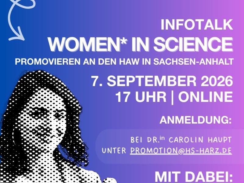 Infografik zur Veranstaltung mit Daten und Anmeldeinformationen und einer Frau.