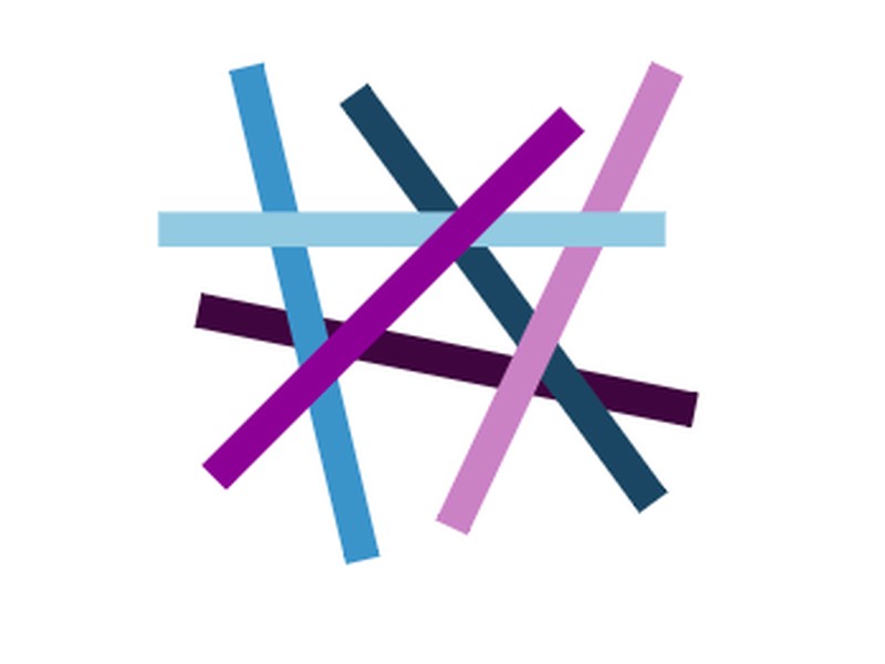 Grafik mit gekreuzten bunten Linien.