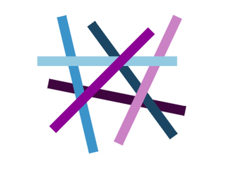 Grafik mit gekreuzten bunten Linien.