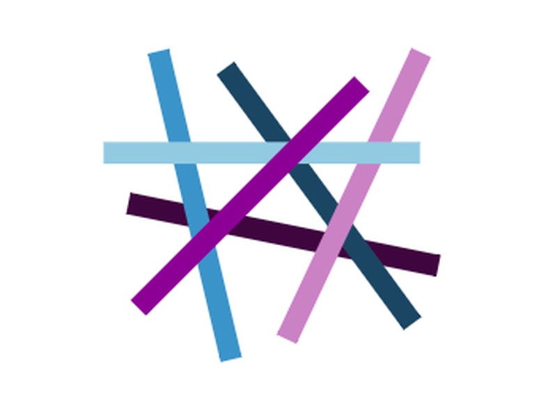 Grafik mit gekreuzten bunten Linien.