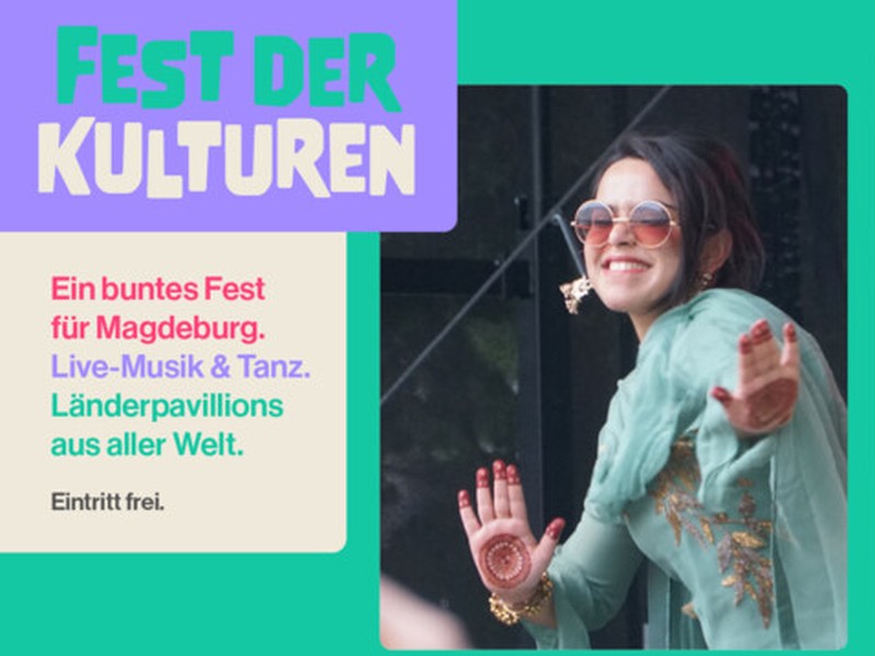 Infografik zum Fest der Kulturen mit einer Künstler:in.