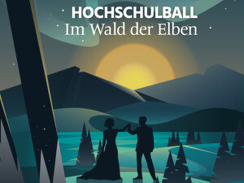 Grafik zum Hochschulball "Im Wald der Elben".