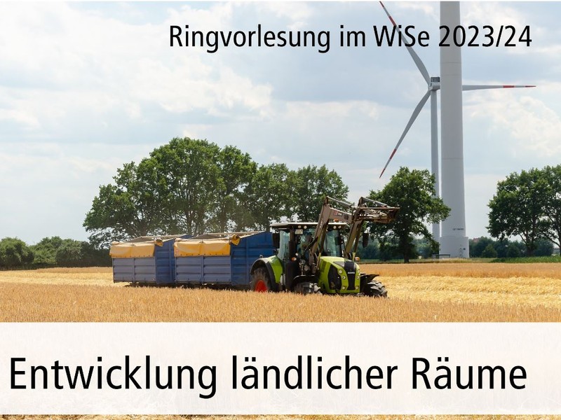 Grafik zur Ringvorlesung mit einem Traktor auf einem Feld.