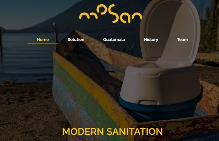 Grafik zur Vorstellung des Projektes "mosan" mit einer mobilen Wassertoilette in einem Holzboot.